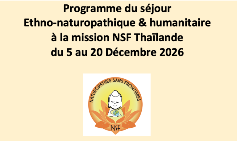 Séjour Naturopathe Sans Frontières décembre 2026